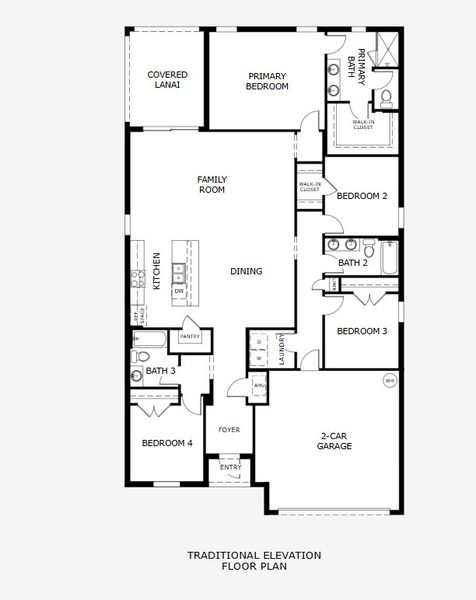 2D floor plan layout of this home in Trinity Gardens, Deland, FL (Image 3).