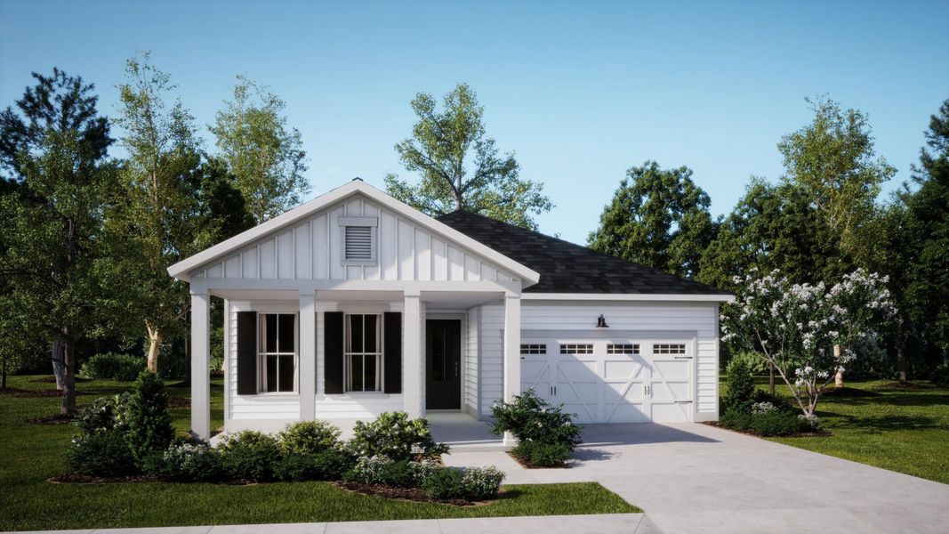 Front exterior of a new home in Carnes Crossroads: Arbor Collection, Summerville, SC, highlighting curb appeal (Image 1). Front exterior of a new home in Carnes Crossroads: Arbor Collection, Summerville, SC, highlighting curb appeal (Image 1).