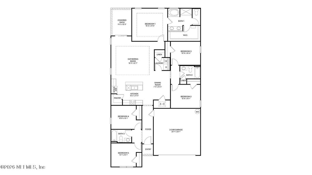 2D floor plan layout of this home in Bridle Creek, Jacksonville, FL (Image 3).