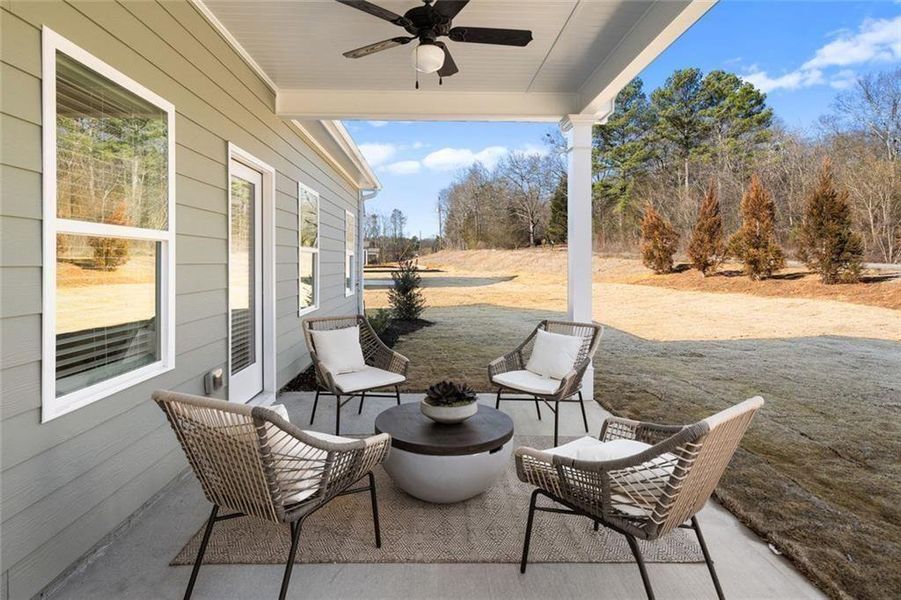 Exterior details and patio area of a home in Saddle Ridge, Calhoun (Image 2). Exterior details and patio area of a home in Saddle Ridge, Calhoun (Image 2).