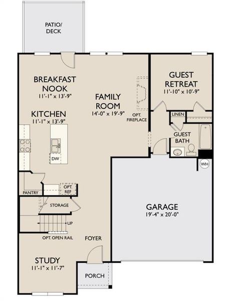 2D floor plan layout of this home in Langston Reserve, Cartersville, GA (Image 4).
