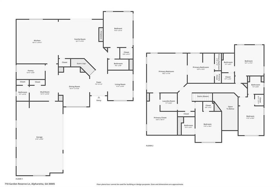 2D floor plan layout of this home in The Retreat at Caney Creek, Alpharetta, GA (Image 5).
