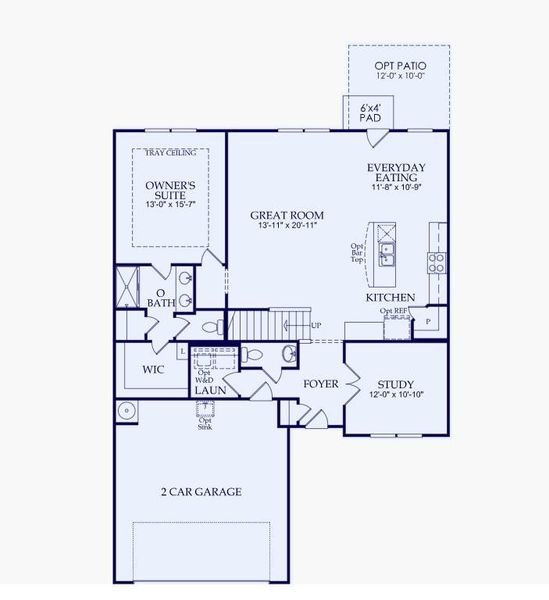 2D floor plan layout of this home in Hawthorne Ridge, McDonough, GA (Image 4).