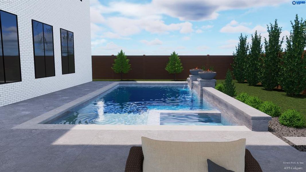 This is an artistic rendering only. A pool can be priced and installed through the builder's preferred vendor. It is not included in the list price.