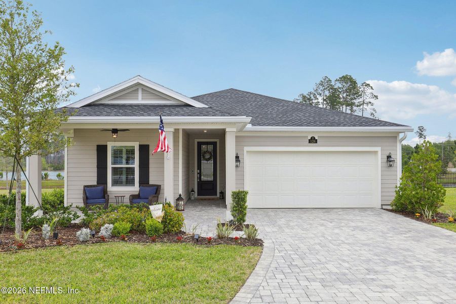 Front exterior of a new home in Stillwater | Active Adult 55+, St. Johns, FL, highlighting curb appeal (Image 2).