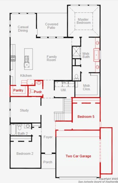 2D floor plan layout of this home in Megan's Landing 50', Castroville, TX (Image 3).