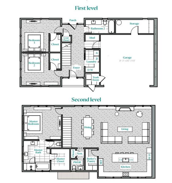 2D floor plan layout of this home in Westline, Austin, TX (Image 1). 2D floor plan layout of this home in Westline, Austin, TX (Image 1).