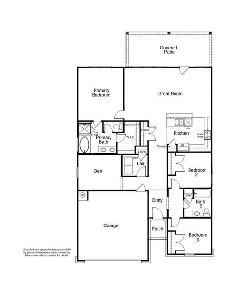 This floor plan features 3 bedrooms, 2 full baths and over 1,600 square feet of living space.