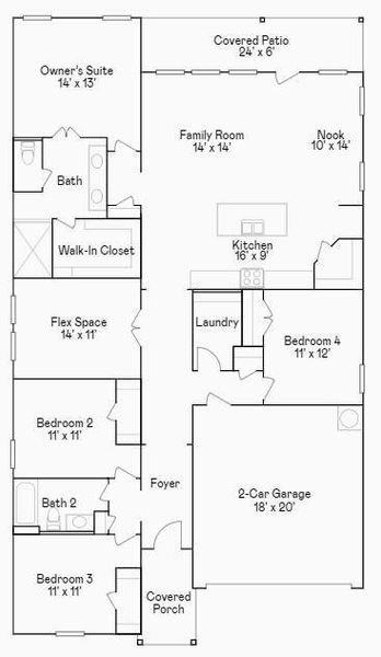 2D floor plan layout of this home in Monarch Landing, Needville, TX (Image 3).