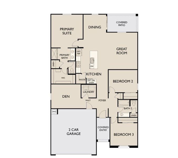 2D floor plan layout for the Marigold by Ashton Woods in Skyline Village, San Tan Valley, AZ (Image 4).