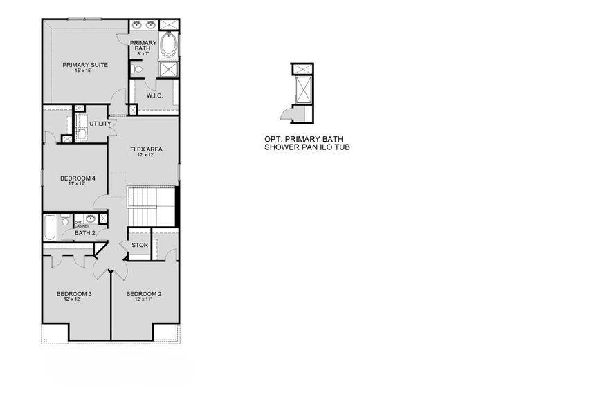 2D floor plan layout for the The Emerald by Legend Homes in Ridgeland Hills, Willis, TX (Image 4).