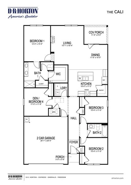 2D floor plan layout of this home in Riggs Pointe, Millington, TN (Image 3).