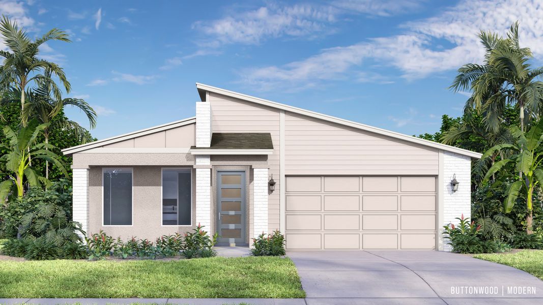 Representative exterior photo of a completed home built from the Buttonwood by DRB Homes in Ardisia Park, New Smyrna Beach, FL (Image 20).