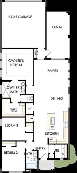 2D floor plan layout of this home in Emerald Landing at Waterside at Lakewood Ranch – Cottage Series, Sarasota, FL (Image 2). 2D floor plan layout of this home in Emerald Landing at Waterside at Lakewood Ranch – Cottage Series, Sarasota, FL (Image 2).