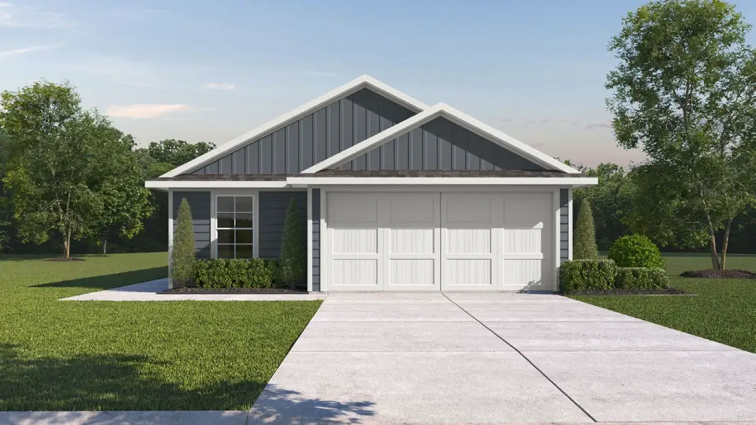 Representative exterior photo of a completed home built from the Paula - X30P by D.R. Horton in August Trails, Needville, TX (Image 1). Representative exterior photo of a completed home built from the Paula - X30P by D.R. Horton in August Trails, Needville, TX (Image 1).