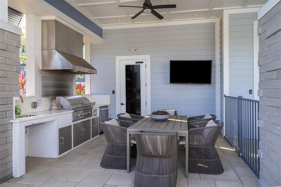 Exterior details and patio area of a home in Gatherings® of Lake Nona, Orlando (Image 21). Exterior details and patio area of a home in Gatherings® of Lake Nona, Orlando (Image 21).
