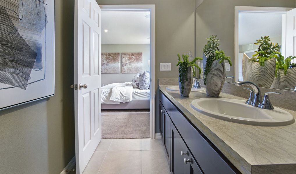 Dual sinks in owner's bath