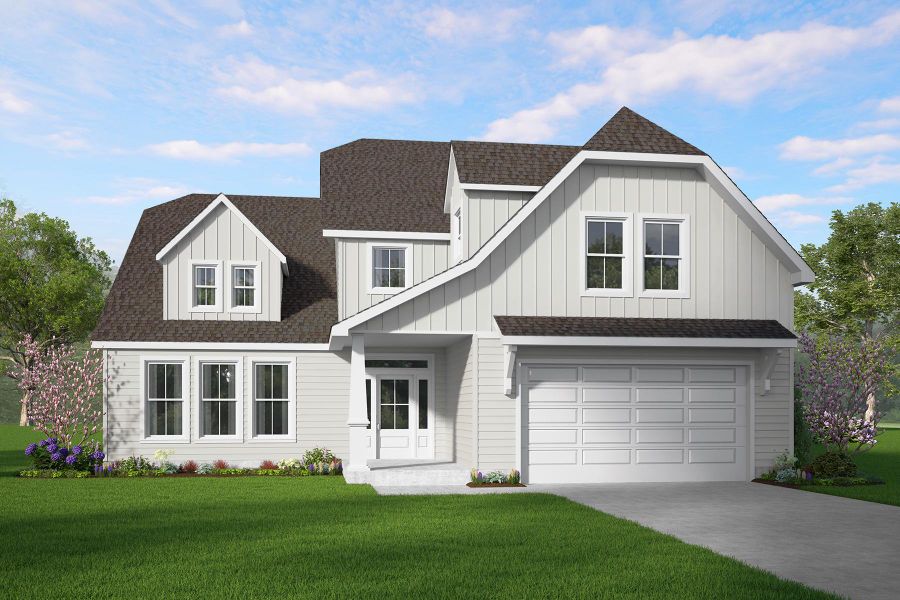 Front exterior of a new home in Walker's Pointe, Anderson, SC, highlighting curb appeal (Image 4). Front exterior of a new home in Walker's Pointe, Anderson, SC, highlighting curb appeal (Image 4).