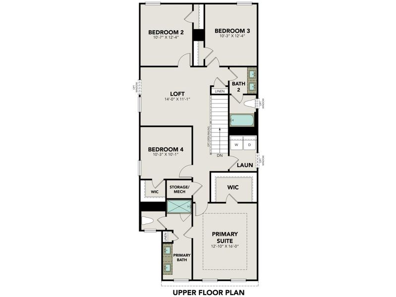 2D floor plan layout for the The Gillian C by Davidson Homes LLC in Meadows at Oak Creek, San Antonio, TX (Image 4).