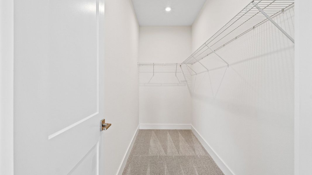 The Sweetgum Spacious and Bright first floor primary suite walk-in closet at Trailside in Mount Dora by DRB Homes