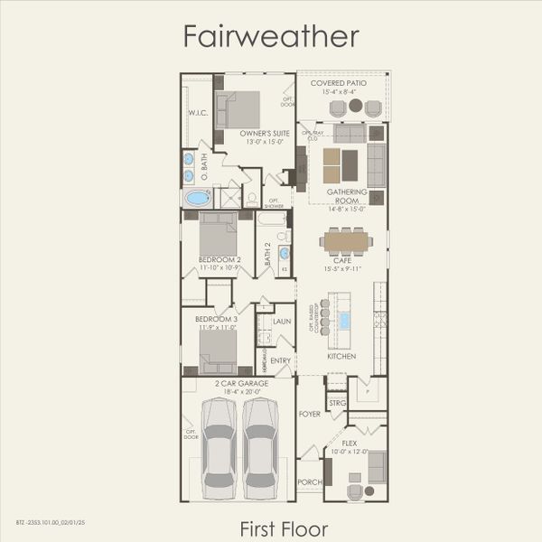 2D floor plan layout for the Fairweather by Pulte Homes in Nopal Valley, San Antonio, TX (Image 4). 2D floor plan layout for the Fairweather by Pulte Homes in Nopal Valley, San Antonio, TX (Image 4).