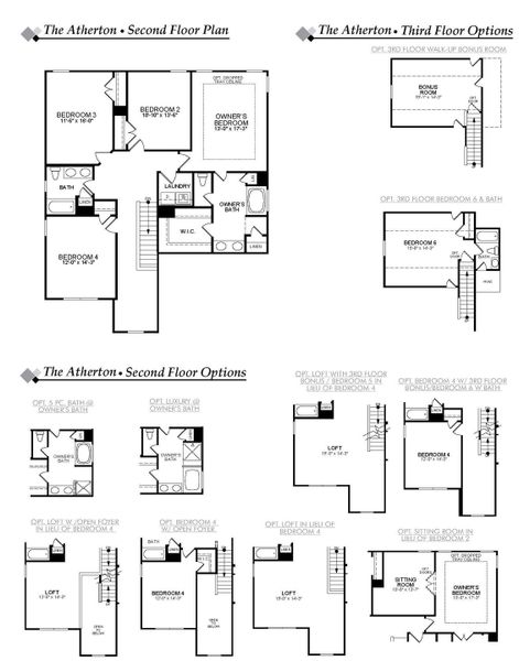 2D floor plan layout for the Atherton by Eastwood Homes in Twin Creek Forsyth, Kernersville, NC (Image 4).