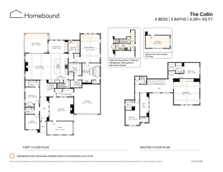 2D floor plan layout for the The Collin by Homebound in Mosaic, Prosper, TX (Image 3).