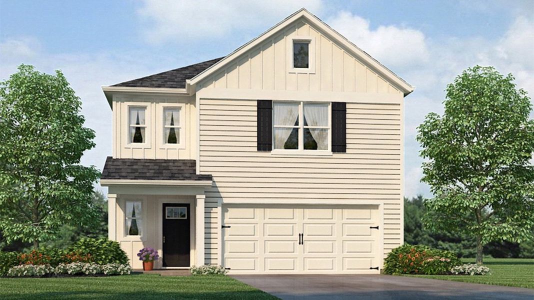 Representative exterior photo of a completed home built from the Darwin by D.R. Horton in The Abbey at Trolley Run Station, Aiken, SC (Image 1).