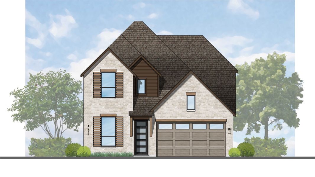 Representative rendering of the exterior for the Griffith Plan by Highland Homes (Image 2).
