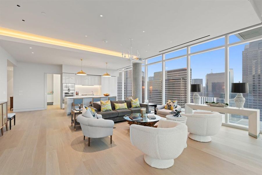 Furnished interior view inside a new home in Hall Arts Residences, Dallas (Image 4). Furnished interior view inside a new home in Hall Arts Residences, Dallas (Image 4).