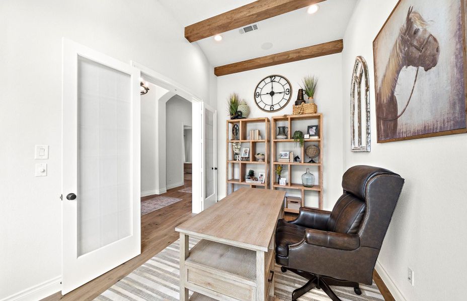 Furnished interior view inside a new home in Bridgeland 60′, Cypress (Image 24).