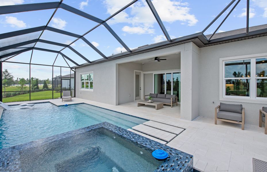 Exterior details and patio area of a home in Del Webb Stone Creek, Ocala (Image 2). Exterior details and patio area of a home in Del Webb Stone Creek, Ocala (Image 2).