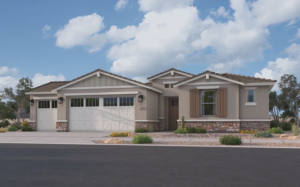 Representative exterior photo of a completed home built from the 2326 by Elliott Homes in Acacia at Santana, Yuma, AZ (Image 2).