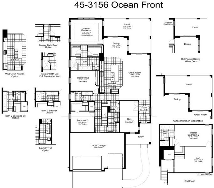 2D floor plan layout for the Ocean Front by Neal Communities in Grand Park, Sarasota, FL (Image 3).