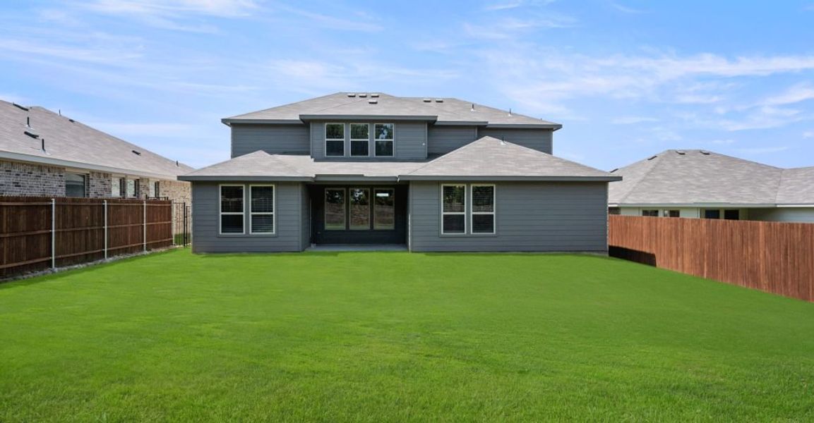 Representative exterior photo of a completed home built from the Hadleigh by Impression Homes in Mountain Valley, Burleson, TX (Image 25). Representative exterior photo of a completed home built from the Hadleigh by Impression Homes in Mountain Valley, Burleson, TX (Image 25).