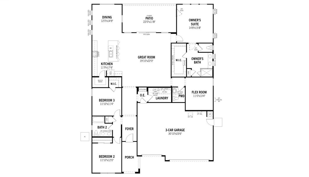 2D floor plan layout for the Auburn by Mattamy Homes in Rosewood Heights, San Tan Valley, AZ (Image 3). 2D floor plan layout for the Auburn by Mattamy Homes in Rosewood Heights, San Tan Valley, AZ (Image 3).