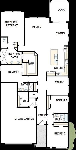 2D floor plan layout of this home in Oakfield at Mount Dora Village Series, Mount Dora, FL (Image 2).