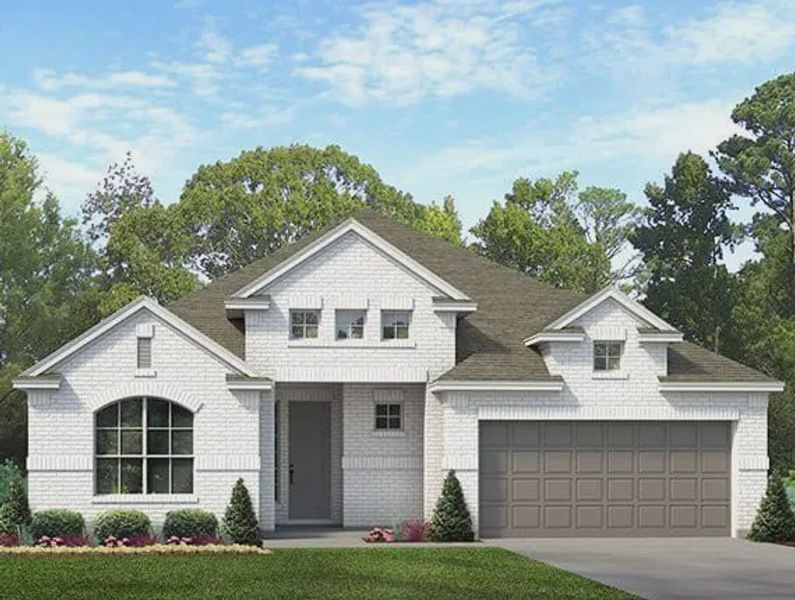 Representative exterior photo of a completed home built from the Bradford by Chesmar Homes in Jordan Ranch 55's, Fulshear, TX (Image 9). Representative exterior photo of a completed home built from the Bradford by Chesmar Homes in Jordan Ranch 55's, Fulshear, TX (Image 9).