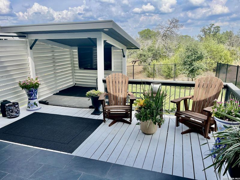 Exterior details and patio area of a home in Vista Alta Del Veramendi, New Braunfels (Image 26). Exterior details and patio area of a home in Vista Alta Del Veramendi, New Braunfels (Image 26).
