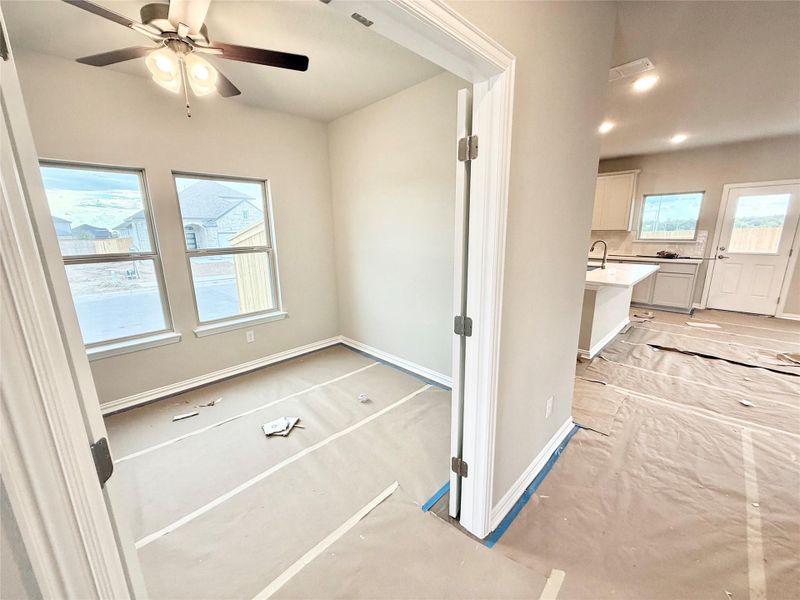 Washroom with ceiling fan and recessed lighting Washroom with ceiling fan and recessed lighting