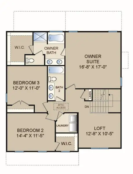 2D floor plan layout for the Tundra by Grand Oak Homes in Kettle Creek, Zebulon, NC (Image 4).