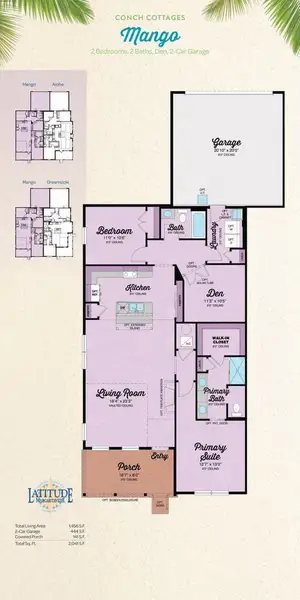 2D floor plan layout for the Mango by Minto Communities in Latitude Margaritaville Watersound, Panama City Beach, FL (Image 2). 2D floor plan layout for the Mango by Minto Communities in Latitude Margaritaville Watersound, Panama City Beach, FL (Image 2).
