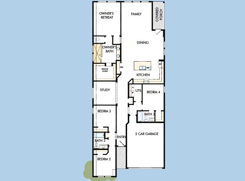 2D floor plan layout for the The Lantana by David Weekley Homes in Briggs Ranch – Select Classic Series, San Antonio, TX (Image 3).