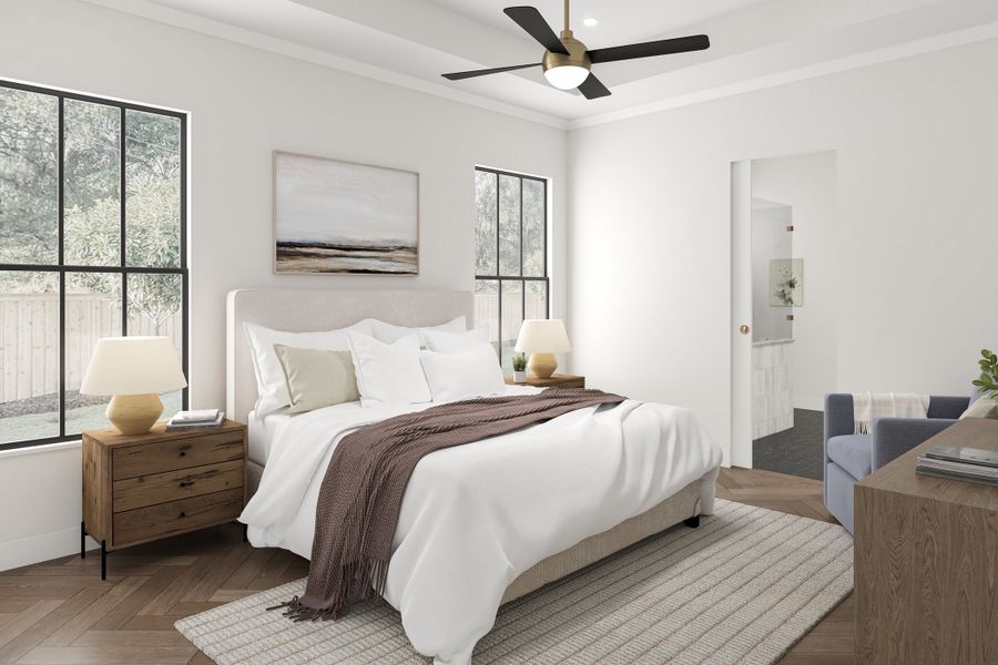 Representative furnished interior of a home built from the Iris by Homebound in The Villas at Lakeside, Flower Mound (Image 7).