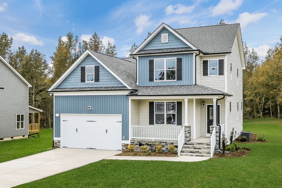 Representative exterior photo of a completed home built from the Furyk by RiverWILD Homes in Alton Fields, Coats, NC (Image 2). Representative exterior photo of a completed home built from the Furyk by RiverWILD Homes in Alton Fields, Coats, NC (Image 2).