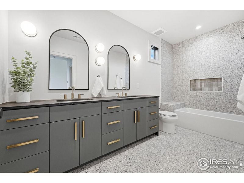 Bathroom #2 Terrazo Tile and Leathered Soapstone