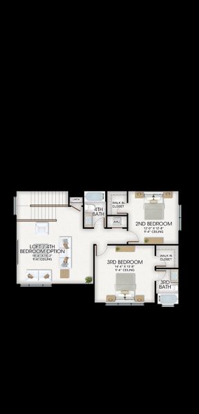 2D floor plan layout for the Pegasus by GL Homes in Apex at Avenir, Palm Beach Gardens, FL (Image 4).