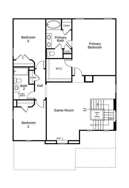 This floor plan features 3 bedrooms, 2 full baths, 1 half bath, and over 2,500 square feet of living space.