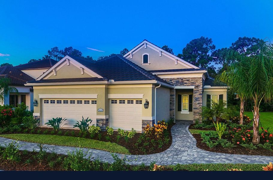 Representative exterior photo of a completed home built from the Sea Star by Neal Communities in Grand Palm, Venice, FL (Image 2). Representative exterior photo of a completed home built from the Sea Star by Neal Communities in Grand Palm, Venice, FL (Image 2).