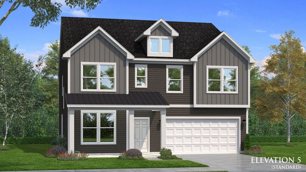 Representative exterior photo of a completed home built from the Brier Creek by DRB Homes in Reserve at Crowthorne, Zebulon, NC (Image 30). Representative exterior photo of a completed home built from the Brier Creek by DRB Homes in Reserve at Crowthorne, Zebulon, NC (Image 30).